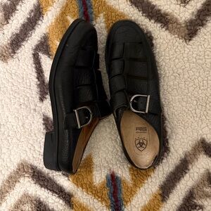 Men's Black Leather Sandals